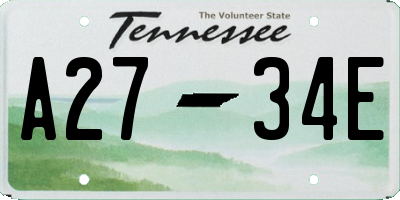 TN license plate A2734E