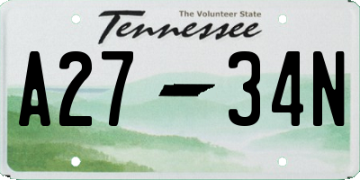 TN license plate A2734N