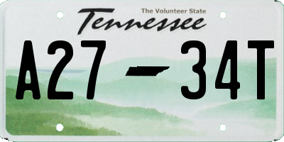 TN license plate A2734T