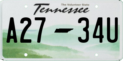 TN license plate A2734U