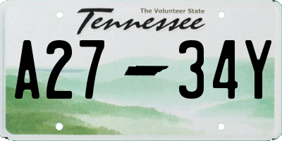 TN license plate A2734Y