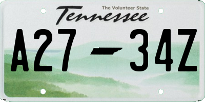 TN license plate A2734Z