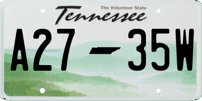 TN license plate A2735W
