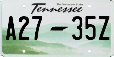 TN license plate A2735Z