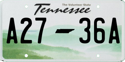 TN license plate A2736A