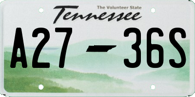 TN license plate A2736S