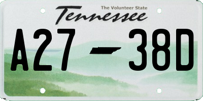 TN license plate A2738D