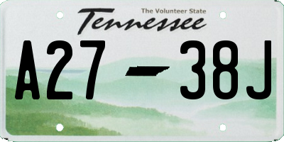 TN license plate A2738J