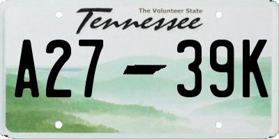TN license plate A2739K