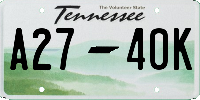 TN license plate A2740K