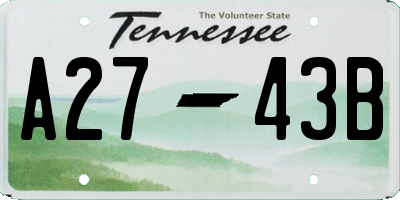 TN license plate A2743B
