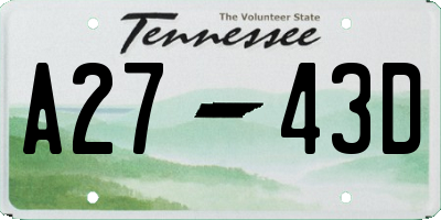 TN license plate A2743D