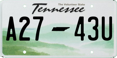 TN license plate A2743U