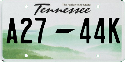 TN license plate A2744K