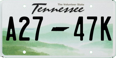 TN license plate A2747K