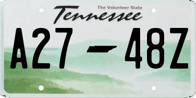 TN license plate A2748Z