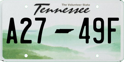 TN license plate A2749F