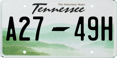 TN license plate A2749H