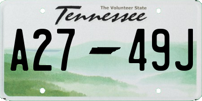 TN license plate A2749J