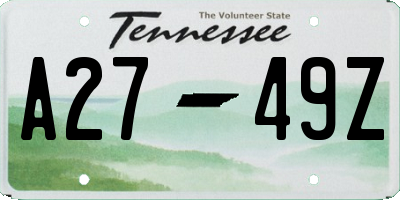 TN license plate A2749Z
