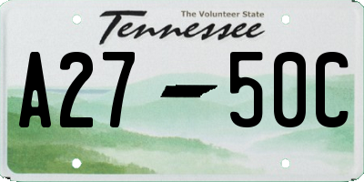 TN license plate A2750C