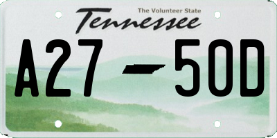 TN license plate A2750D