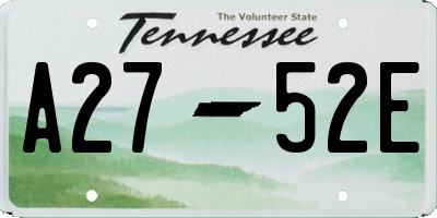 TN license plate A2752E
