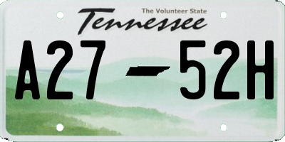 TN license plate A2752H