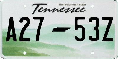 TN license plate A2753Z