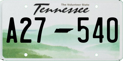 TN license plate A2754O