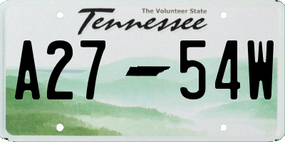TN license plate A2754W
