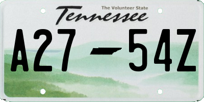 TN license plate A2754Z
