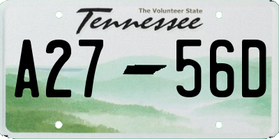 TN license plate A2756D