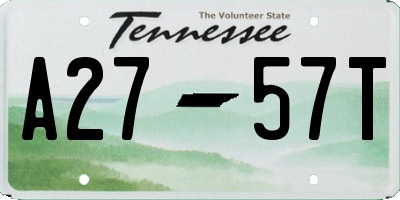 TN license plate A2757T