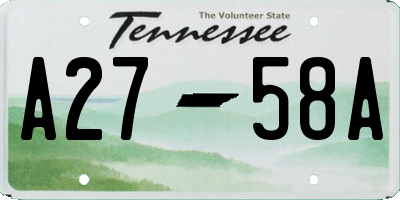 TN license plate A2758A