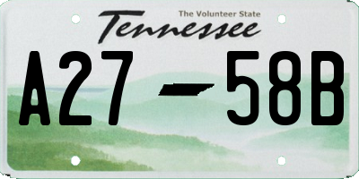 TN license plate A2758B