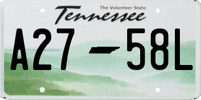 TN license plate A2758L