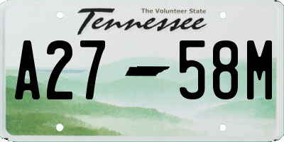TN license plate A2758M