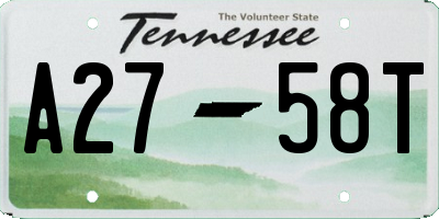TN license plate A2758T