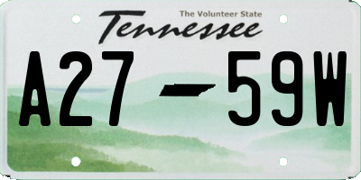 TN license plate A2759W