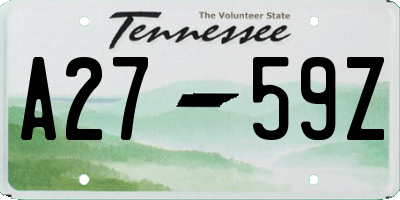 TN license plate A2759Z