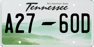 TN license plate A2760D