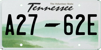 TN license plate A2762E