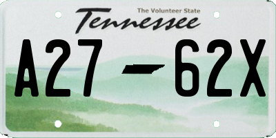 TN license plate A2762X