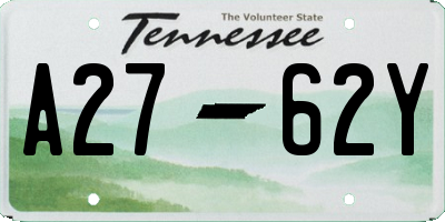 TN license plate A2762Y