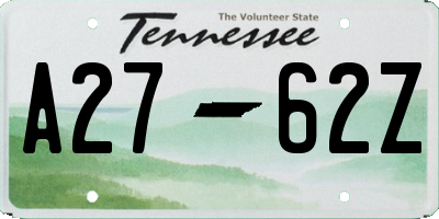 TN license plate A2762Z