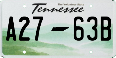 TN license plate A2763B