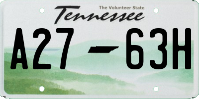 TN license plate A2763H