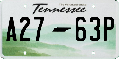TN license plate A2763P