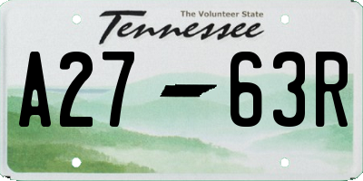 TN license plate A2763R